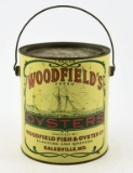 Lot # 4865 - Woodfield’s Fresh Oysters 1 gallon handled oyster tin by Woodfield’s Fish and Oyster
