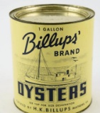 Lot # 4869 - Billups Brand 1 gallon oyster can by H.K. Billups Mathews, VA