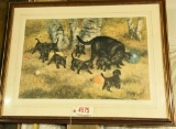 Lot # 4875 - Framed print of black lab puppies playing by Robert Abett S/N 350/800 34” x 26”