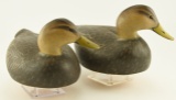 Lot # 4836B - Rare matched pair of 1969 Ward Brothers Turned Head Black Ducks both signed and