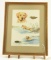 Lot # 4042 - Print w/ hunting related scenes by James P. Fisher. Depicts a yellow lab retrieving