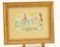 Lot # 4205 - Indiscernibly signed watercolor of fox hunting scene with hound dogs. Has been