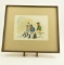Lot # 4210 - “Seated Jockeys” pen, ink, & water color by T.H. Archer. Signed by artist. Has been