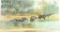 Lot # 4370 - Oil painting on canvas “Elephants Crossing Channel of Zambezi R. to Island” by Simon
