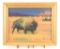 Lot # 4382 - Oil on board painting of buffalos grazing in field by Marcel Bordel. In gilt frame.