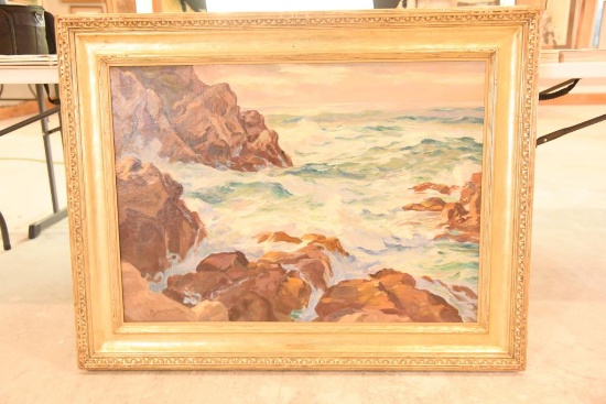 Lot # 4075 - Original antique oil on canvas painting by well listed artist Paul Dougherty. The