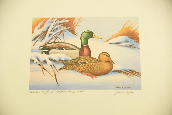 Lot # 4091 - Limited edition “Maryland Water- fowl Stamp 1974/5” print by John W. Taylor of