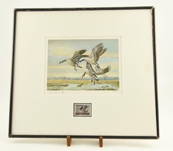 Lot # 4098 - 1979 Missouri Waterfowl Stamp print titled “Canada Geese” by Charles W/ Schwartz.