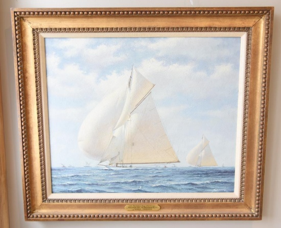 Lot # 4109 - “1903 America’s Cup Challenge Reliance (US) VS. SHAMROCK III, (G.B.)” original oil