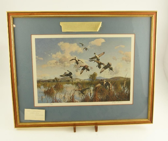 Lot # 4121 - “Back Bay Mallards” print by David A Maass. Published jointly in 1973 by Wild Wings