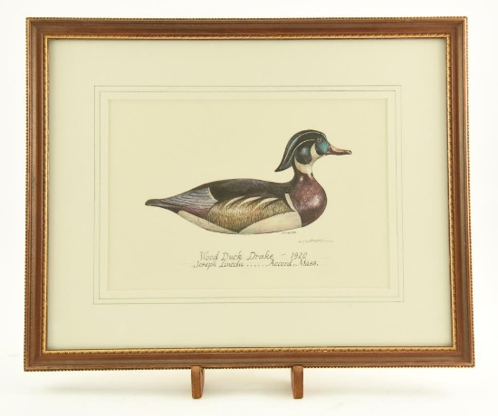 Lot # 4129 - “Wood Duck Drake – 1920 Joseph Lincoln Accord, Mass.” By M.C. Weiler. Signed in
