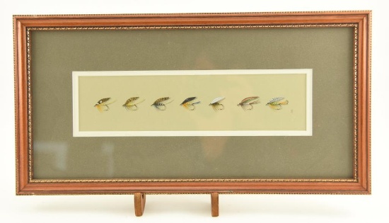 Lot # 4177 - “Lake Flies” gouache painting by Harry Spencer. Has information about the flies on