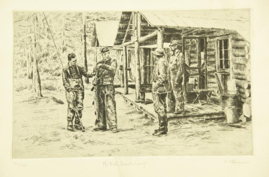 Lot # 4196 - (3) Etchings of fishing scenes signed G. Allen titled “Lunch Hour”, “Paying