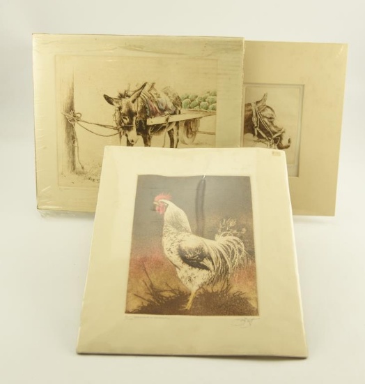 Lot # 4203 - (3) Etchings of animals by Sandy Scott to include “Thoroughbred Tack”, “Dominique