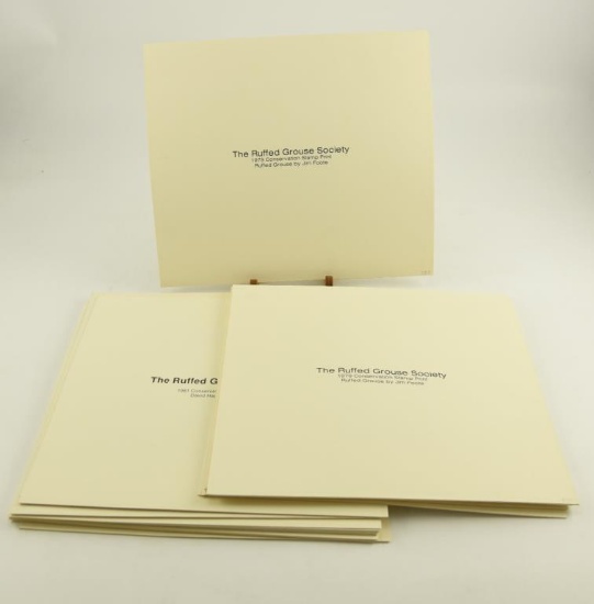 Lot # 4237 - Limited edition Ruffed Grouse Society Conservation Stamp prints to include (4) 1979