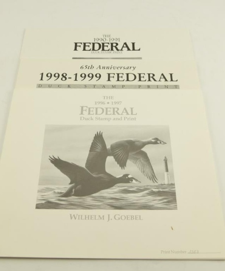 Lot # 4262 - (3) Limited edition Federal Duck Stamp prints to include 1990-1991 by Jim Hautman