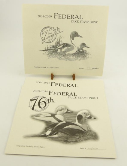 Lot # 4297 - (3) Limited edition Federal Duck Stamp prints to include 2008-2009 medallion edition