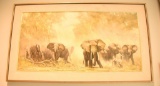 Lot # 4036 -  “Elephants at Amboseli” print by David Shepherd. Has been professionally framed