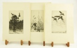 Lot # 4086 - (3) etchings related to birds by Richard Bishop. Each reads “Merry Christmas From