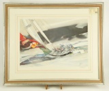 Lot # 4115 - “Big Drop at the Mark” by Williard Bond printers proof print. Depicting a sailing