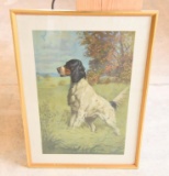 Lot # 4116 - Setter dog print. Printed by Forbes Lithograph Mfg. Co. Has been professionally