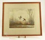 Lot # 4119 - “Canvas Backs” print by David Hagerbaumer. Signed in pencil. Published in 1967 by