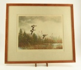 Lot # 4120 - “Pintails” print by David Hagerb aumer. Signed in pencil. Published in 1967 by Frost