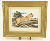 Lot # 4134 - Limited edition print of lioness by Bob Kuhn. Signed and numbered 54 from an edition