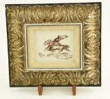 Lot # 4138 - Ink drawing of rider on horseback by John August Groth. Has been professionally