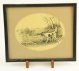 Lot # 4139 - Ink sketch of hunting dog. Signed Tk Archer. Has been professionally framed and