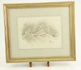 Lot # 4140 - Original pencil sketch of Leopards by John Mullane. Signed and dated 94. Has been