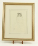 Lot # 4141 - Original pencil sketch of Owl by John Mullane. Signed. Has been professionally