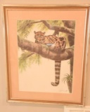 Lot # 4150 - Large print of leopard in tree by Guy Coheleach. Has been professionally framed and
