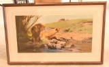 Lot # 4155 - Large print of lions by Wilhem Kuhnert. Number 168 from a limited edition of 500.