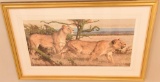Lot # 4156 - Large limited edition print of lionesses by Bob Kuhn. Signed and numbered in pencil.