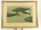 Lot # 4173 - Print of whales by Richard Ellis. Signed “For Freddy King with best wishes-Richard