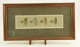 Lot # 4175 - Gouache painting of fly fishing flies and the feathers used to make them. Signed