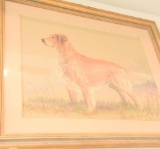 Lot # 4185 - Pastel portrait of very attractive golden retriever signed by artist Sally Martyn
