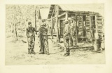 Lot # 4196 - (3) Etchings of fishing scenes signed G. Allen titled “Lunch Hour”, “Paying