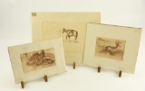 Lot # 4197 - (3) Etchings of animals by Sandy Scott to include “Reclining Doe”, “Running Buck”,