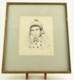 Lot # 4207 - Ink drawing of jockey signed by artist T.H. Archer. Has been professionally framed