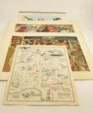 Lot # 4283 - Lot of (4) wildlife related prin ts to include map of The North Woods Club of