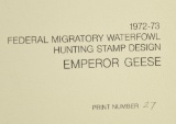 Lot # 4318 - Limited edition 1972-1973 Federal Duck Stamp “Emperor Geese” print by Arthur Cook.