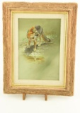 Lot # 4372 - Oil painting on board of fox by Alan M. Hunt. Signed by artist and dated 94. Has