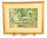 Lot # 4380 - Indiscernibly signed depicting i slander scene. Has been framed. Measures