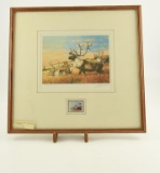 Lot # 4398 - Limited edition 1983 Boone & Crocket Club Conservation Stamp print by Guy Coheleach.