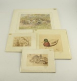 Lot # 4408 - Lot of (4) wildlife related limited edition etching to include “Grey Partridge” by