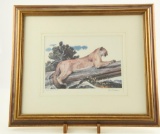 Lot # 4438 - Limited edition artist’s proof print of cougar laying on log by Bob Kuhn. Signed