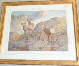 Lot # 4439 - “Mount Athabasca-Big Horn” limited edition print by Carl Rungius. Signed and