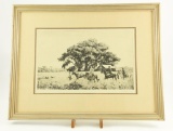 Lot # 4447 - Etching of hunting scene by A. Lassell Ripley. Signed in pencil. Has been